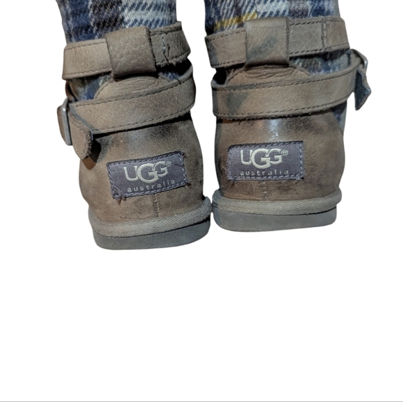 UGG Marielle Plaid and Leather Boots Grey size 7 Cold Weather Hygge - Picture 8 of 9